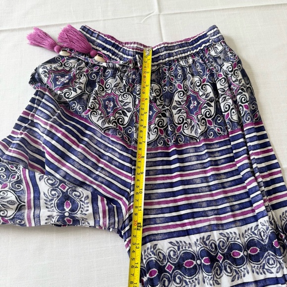 True Destinations Ruffled Wide Leg Pull On Palazzo Pants Boho Size Medium - Picture 5 of 9